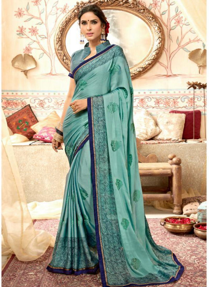 Stylish Chiffon Saree Collection Beautiful Embroidery Designs  